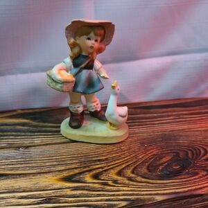 Vintage Arnart 5th Ave Charming Figurine with Girl and Goose